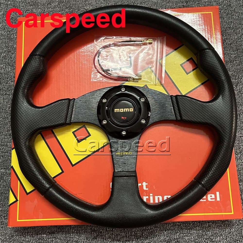 14 Polegada Clássico MOMO Volante Carro Rally Corrida Couro Do Plutônio JDM Deriva Esporte