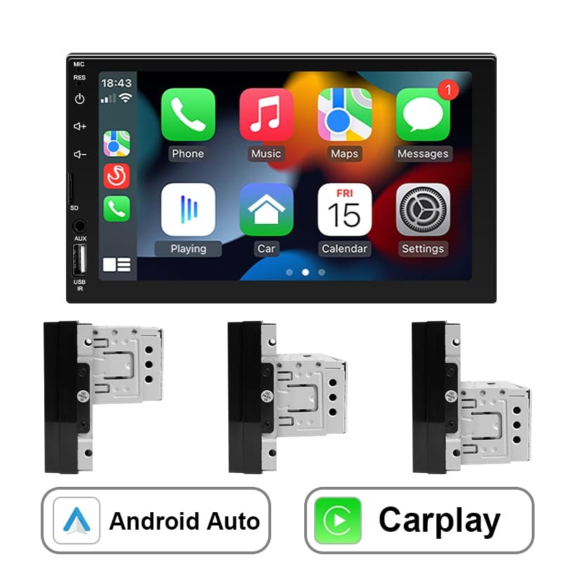 Carplay Central Multimídia 1 Din MP5 Bluetooth 7 Polegadas USB/AUX/TF Com Mirrorlink Tela Sensível