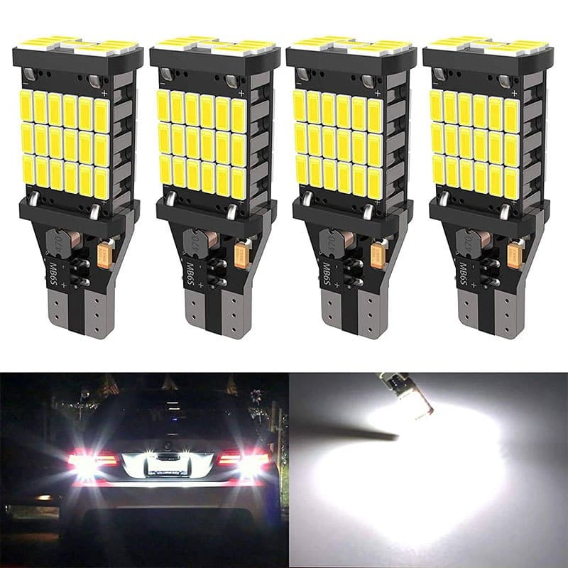 2/4/6x T15 Led Canbus Sem Erro W16W 921 912 T16 T10 902 45leds Sinal Super Brilhante Inverter Luzes De Estacionamento De Freio 12V Branco