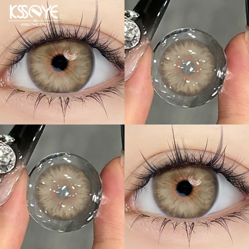 ksseye Lentes De Contato Tamanho Mini 14,0mm Marrom/Azul/Verde/Cinza 2024 Novo Estilo Siri Série Miopia Macia De Alta Qualidade 2pcs Uso Anual