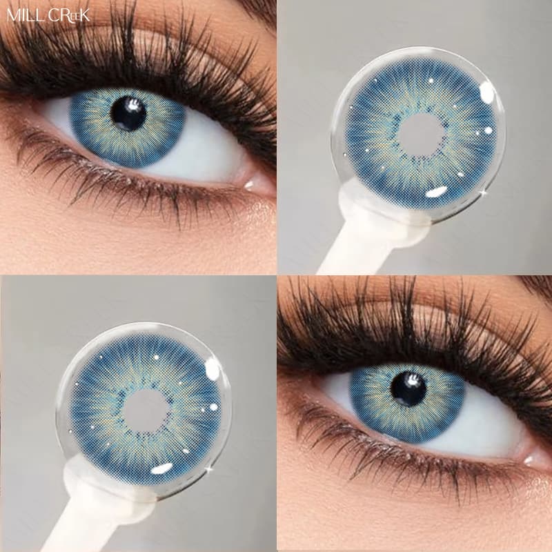 Mill Creek 2pcs Lentes De Contato Coloridas 14,2/14,5mm Azuis De Uso Anual Cosméticos