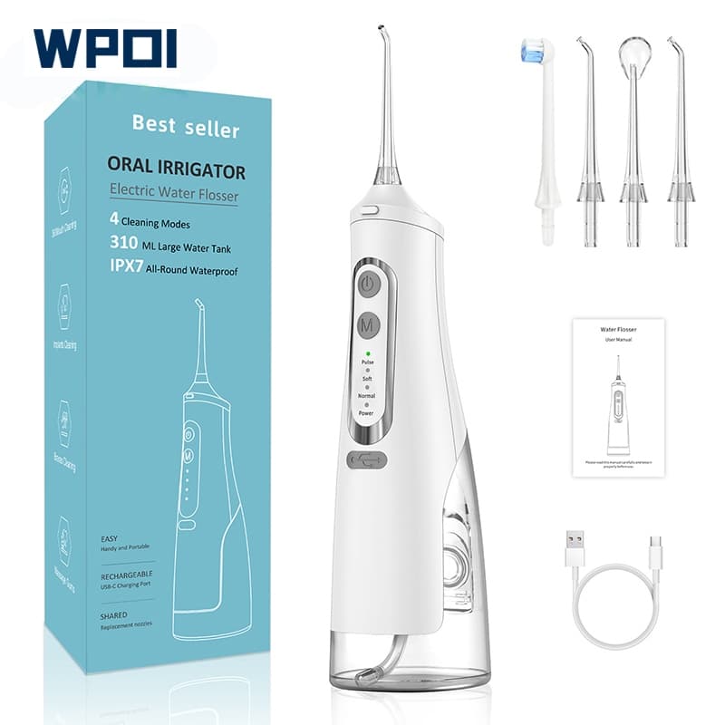 Irrigador Dental Oral Recarregavél 310ml Higiene Limpeza Bucal Portátil Limpador de Dente