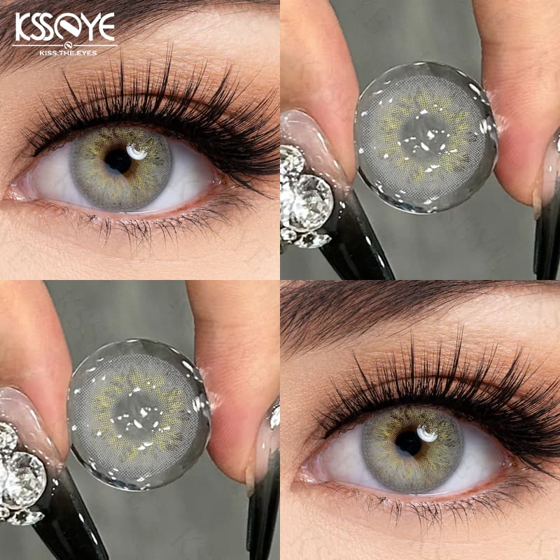KSSEYE Lentes De Contato Coloridas 2pcs Contatos Coloridos Para Os Olhos 14,0mm Russas Cinza/Castanho-Acastanhadas Anualmente Maquiagem Cosmética