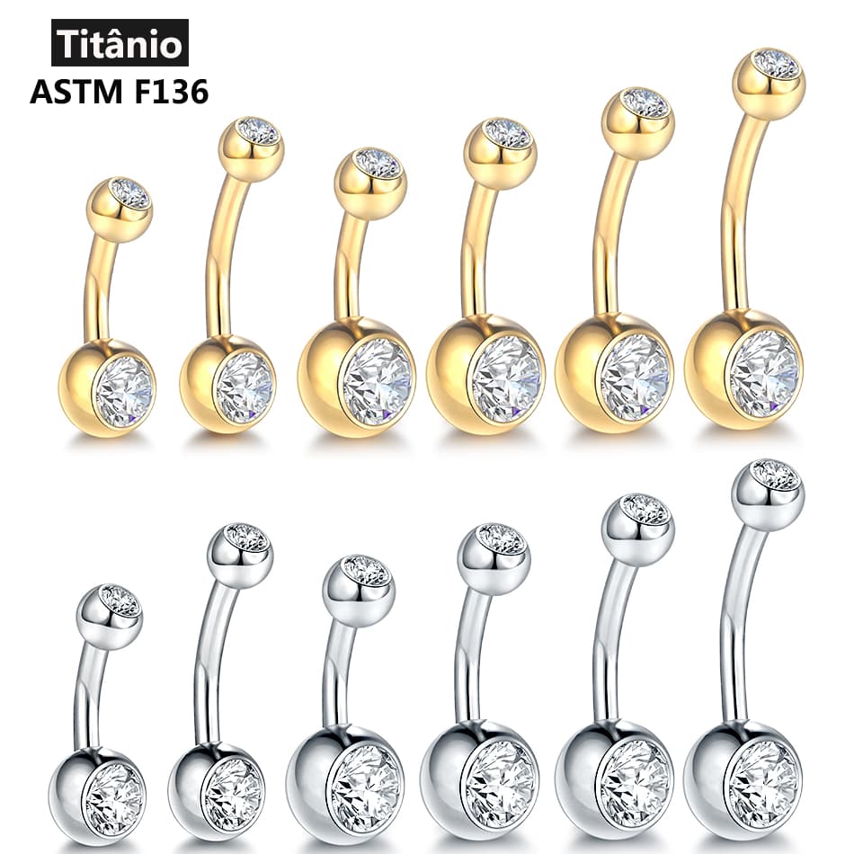 SWANJO Piercing Umbigo De Titânio Externo Interno Roscado Mulheres Zircon Barras Body Jewelry Nombril