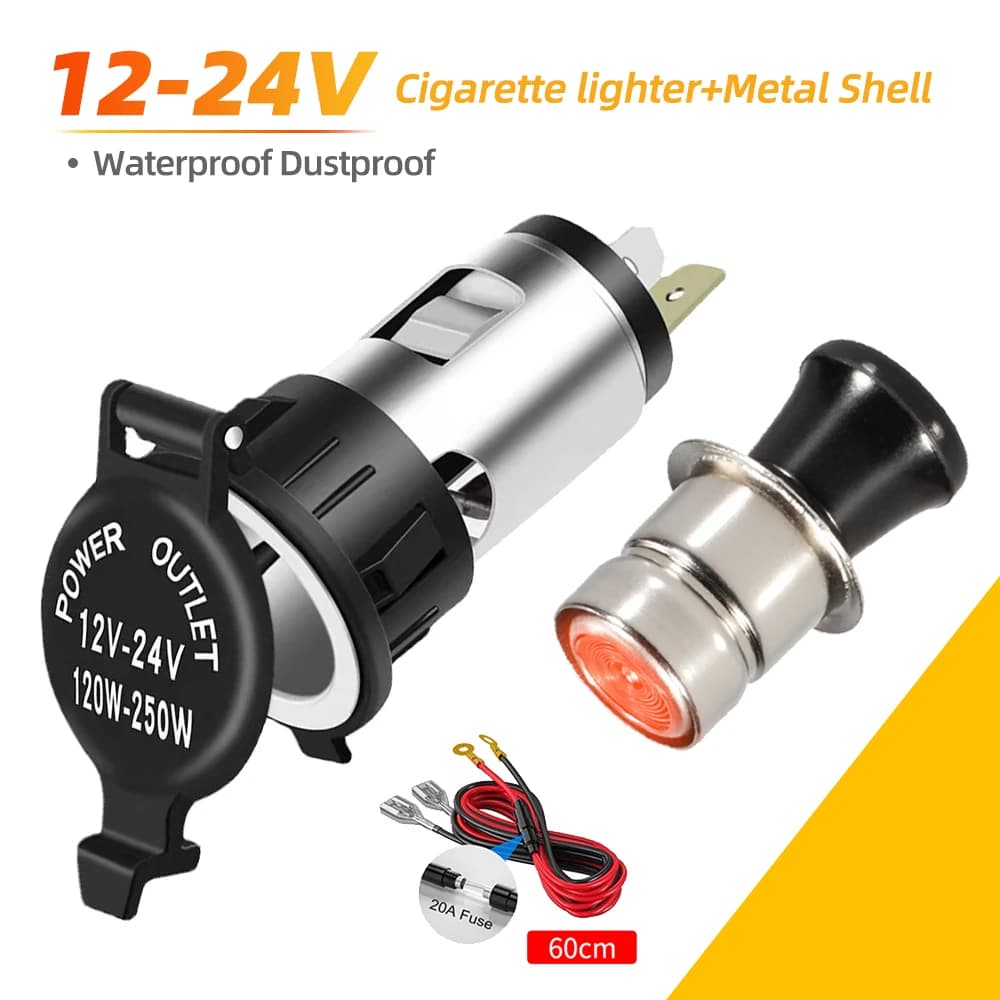 Adaptador De Tomada Universal Para Isqueiro De Carro , Portátil , Po , 12V-24V , 120W-250W , Caminhão , Motocicleta , Ba