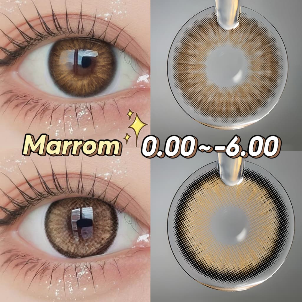 ( 0 ~-6.00) Magister lente de contato com grau miopia coloridas  1 Par lentes marrons Natural Confortável
