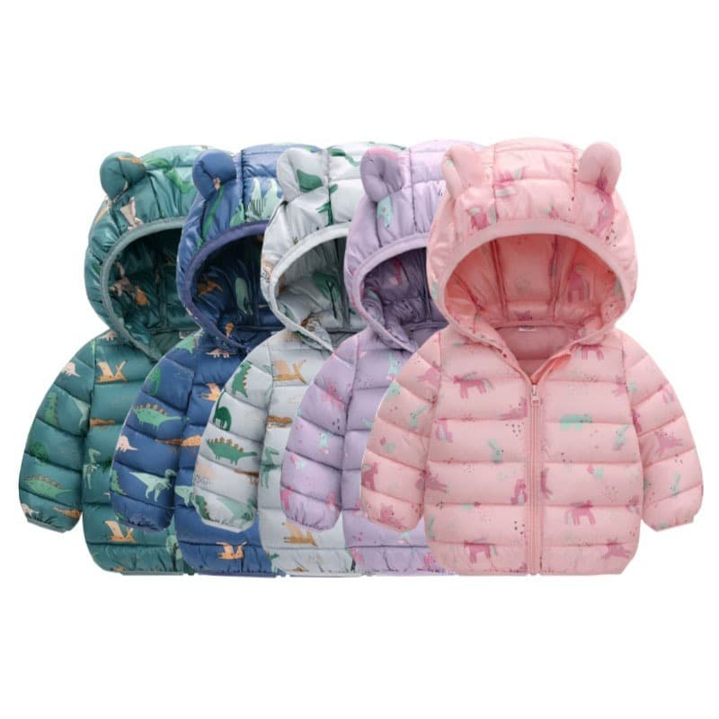 Dinossauro Dos Desenhos Animados Com Capuz Jaquetas Leves Crianças Bebê Meninos Meninas Roupas De Inverno
