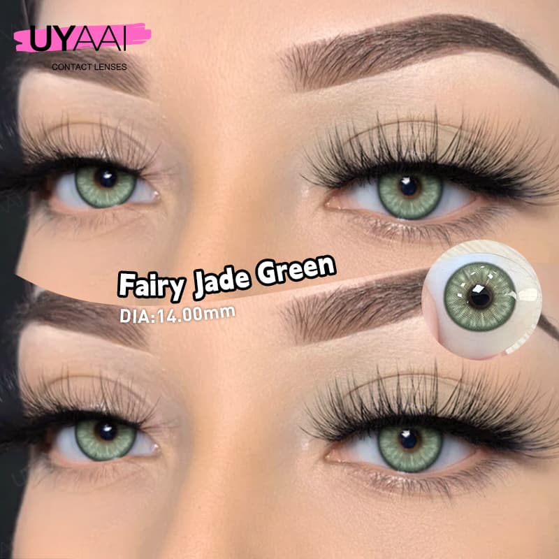 UYAAI 2pcs/1pair New Russian Girl Pro Seriers Arrival Lentes De Contato Coloridas Naturais Verdes Usadas Anualmente