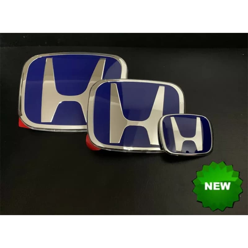 3pcs Blue Front + Rearl + Steering Wheel Emble-m Crachá Para 4DR Cívico 2006-2015