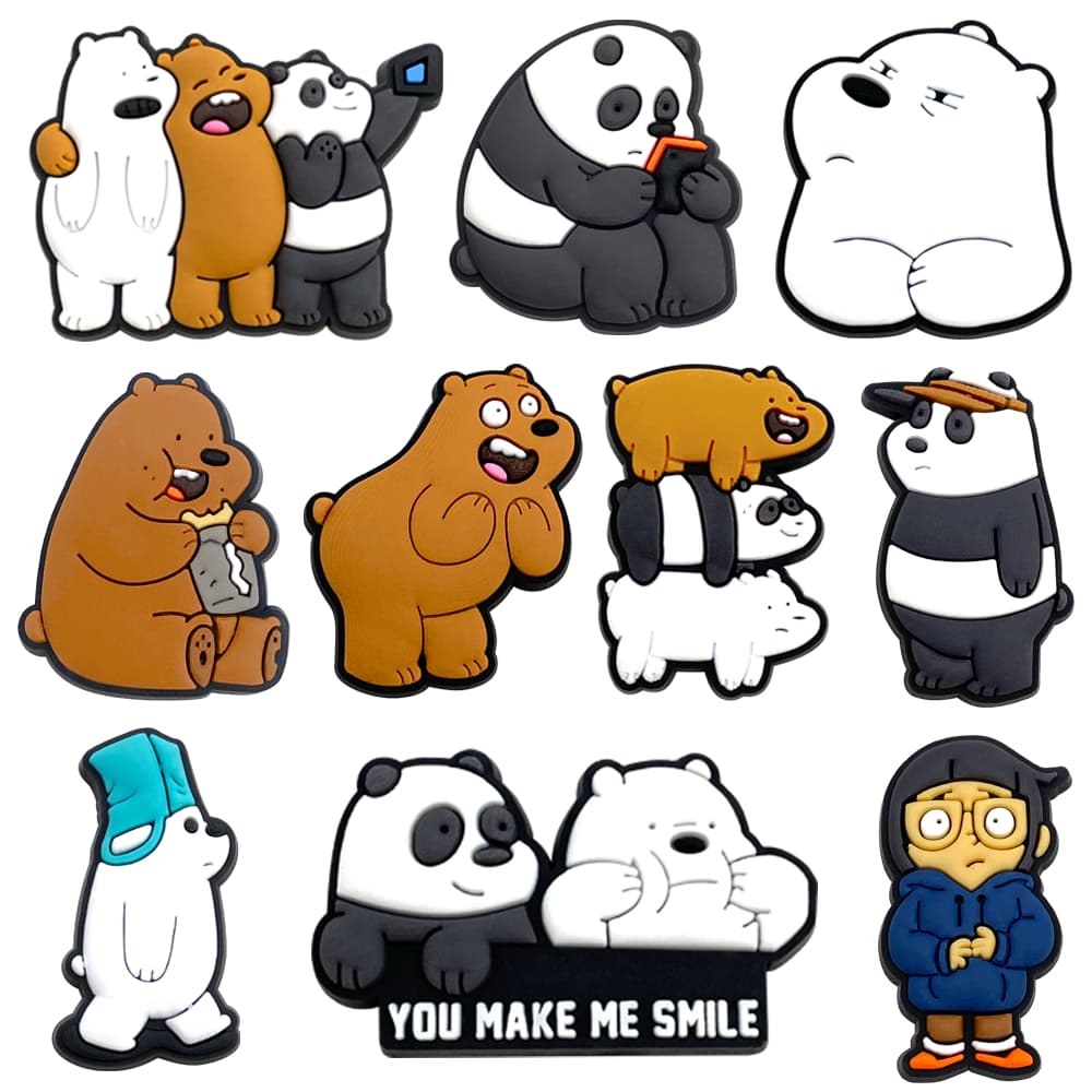 MEIDJ Encantos De Sapato 10 nus urso padrão decoração PVC acessórios com botão