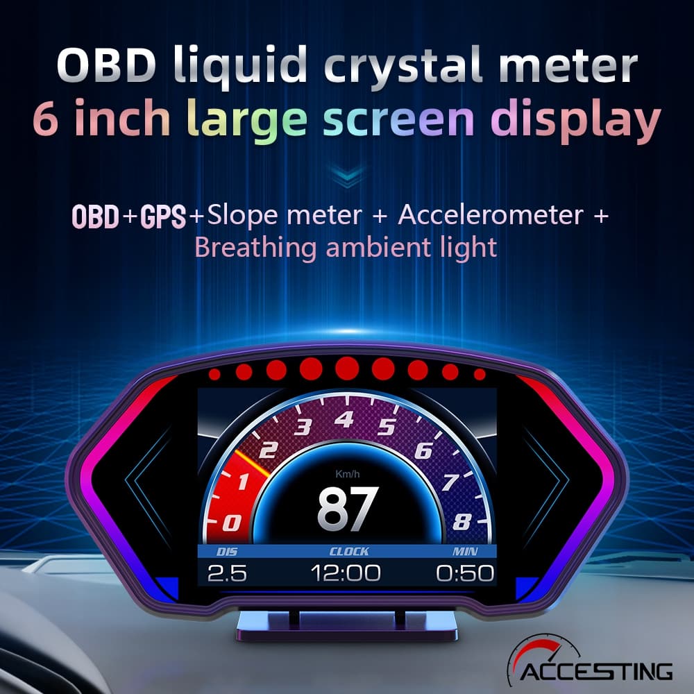 P3 Carro HuD OBD2 Medidor OBD + GPS Digital Scanner Velocidade De Alarme ​ Visor De Temperatura De Água RPM