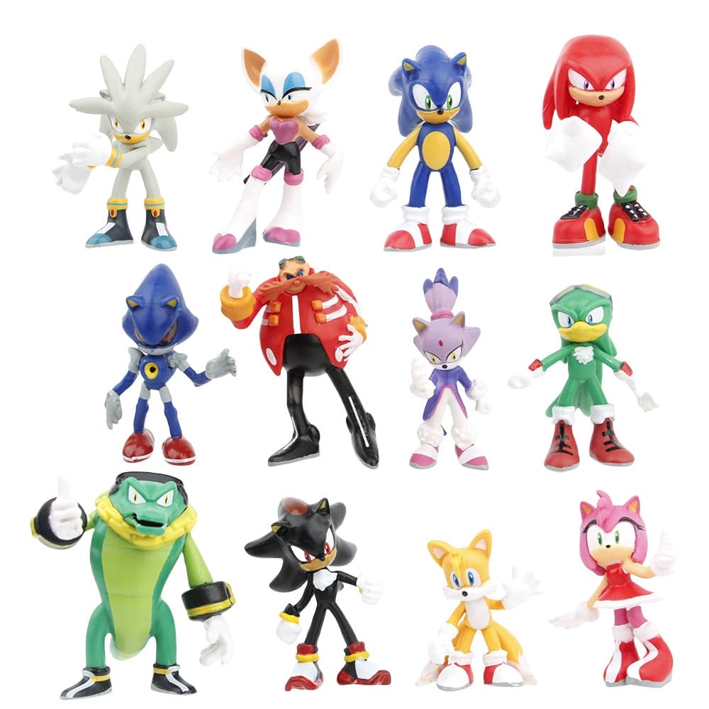 12Pcs/Set 6cm Anime Game Sonic O Porco Espinho Dr . Eggman Miles Prower Caudas Amy Rose Metal Q Versão Figuras De Ação Em PVC Modelo Doll Toys Gifts