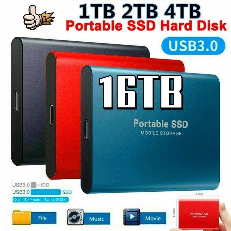 Disco Rígido Externo Portátil Original 2TB-128TB USB 3.1 ssd Para Notebook Mac