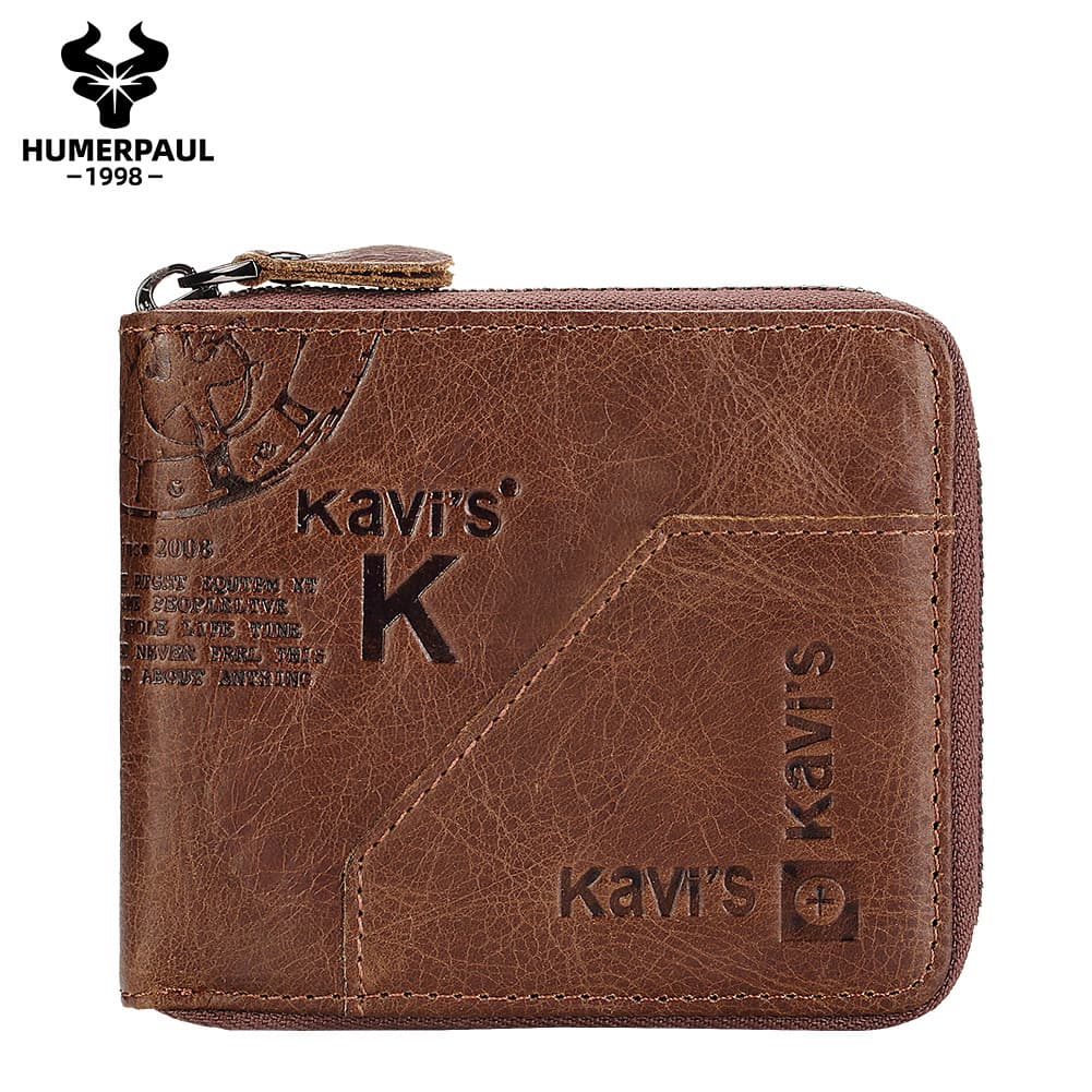 Carteira Curta Masculina Kavis De Couro De Vaca 100 % Bolsa