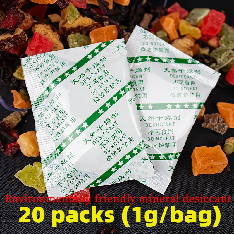 Novo 20 Pacotes 1 G/Saco Dessecante mineral Ecológico , Desumidificador De Alimentos , Pacote Absorvente De Umidade , À 