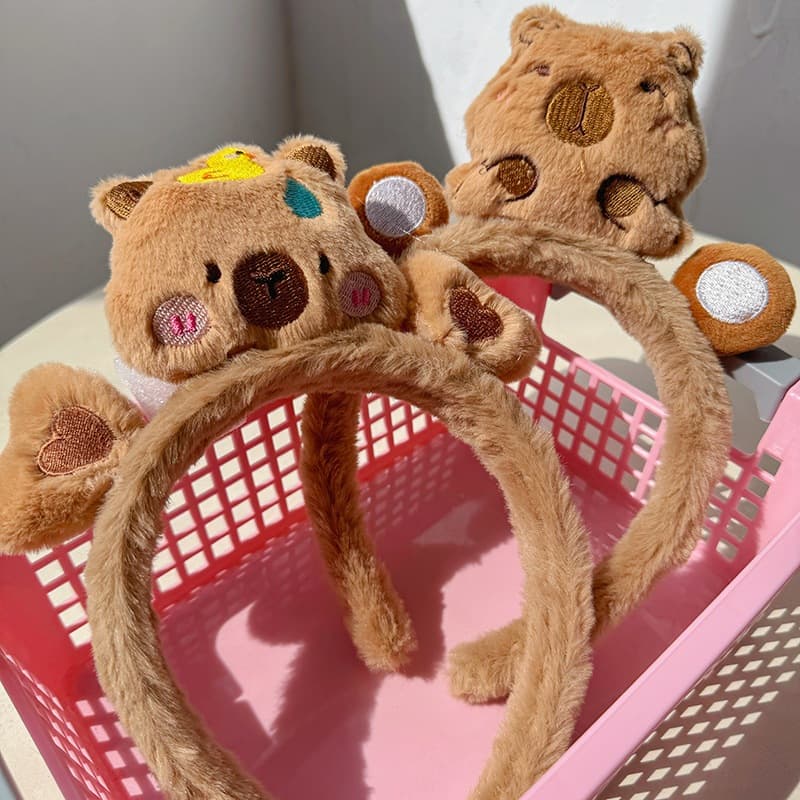 Bonito Dos Desenhos Animados Boneca De Pelúcia Bandana Capivara Argola De Cabelo Para Mulheres Menina Rosto Lavagem Faix