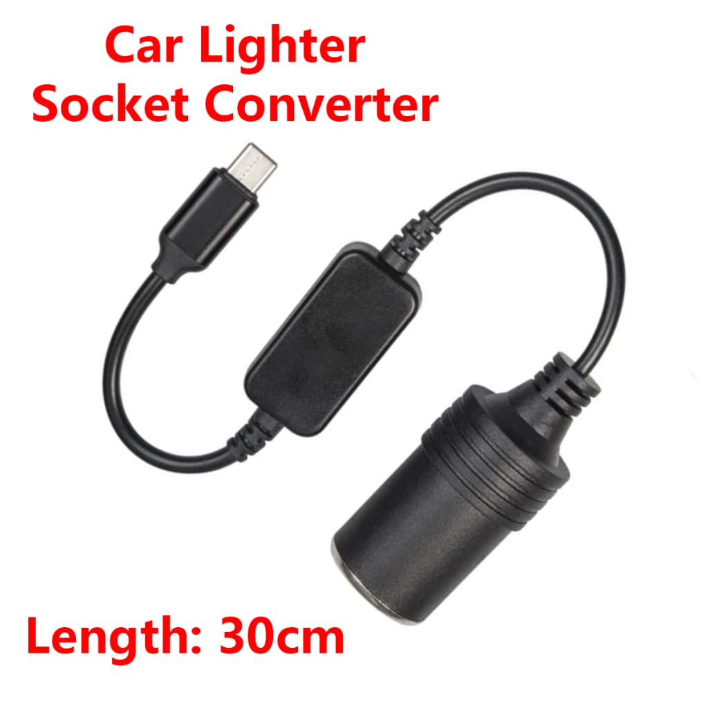 Para Dispositivos Alimentados Por 12V GPS DVR 30cm Cabo Adaptador De Conversor De 12W USB Tipo C PD Isqueiro De Carro Tomada Fêmea