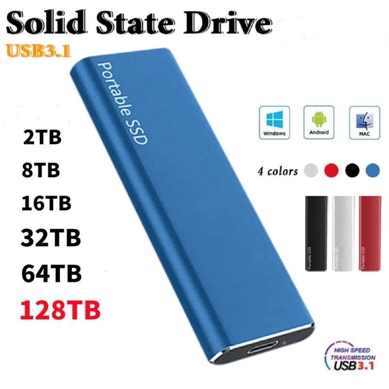 Disco Rígido Externo Portátil Original 2TB 8TB 16GB 32TB 64TB 128TB Unidade De Estado Sólido Móvel USB 3.1 ssd Para Notebook Mac