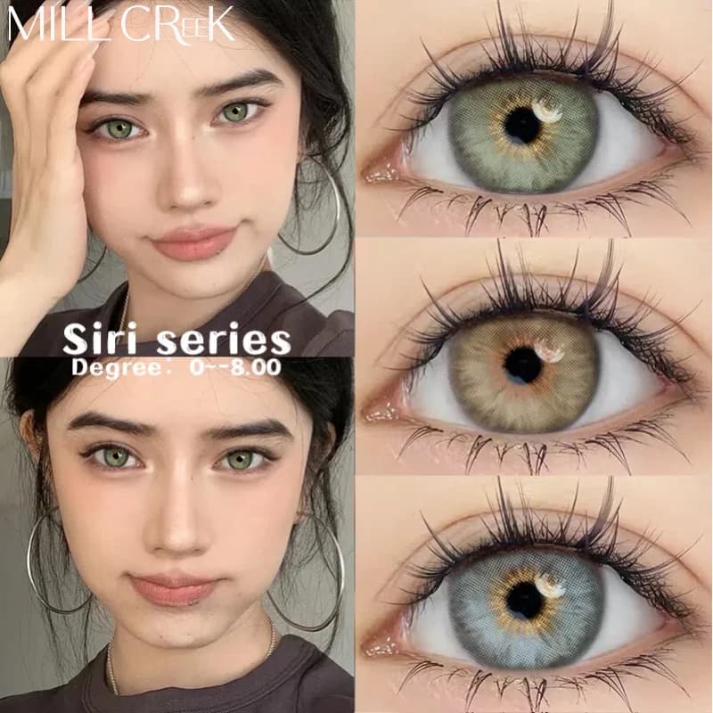 Lentes De Contato Siri Verde Com Grau 2pcs 14.0mm Natural Confortável Anual Uso Urben Layer