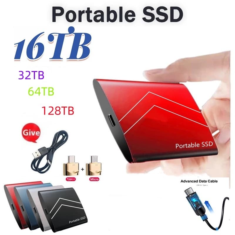 Disco Rígido Externo Portátil 2TB-128TB SSD USB 3.1/Type-C De Estado Sólido Armazenamento Em De Alta Velocidade Para Notebooks/Desktop/Mac