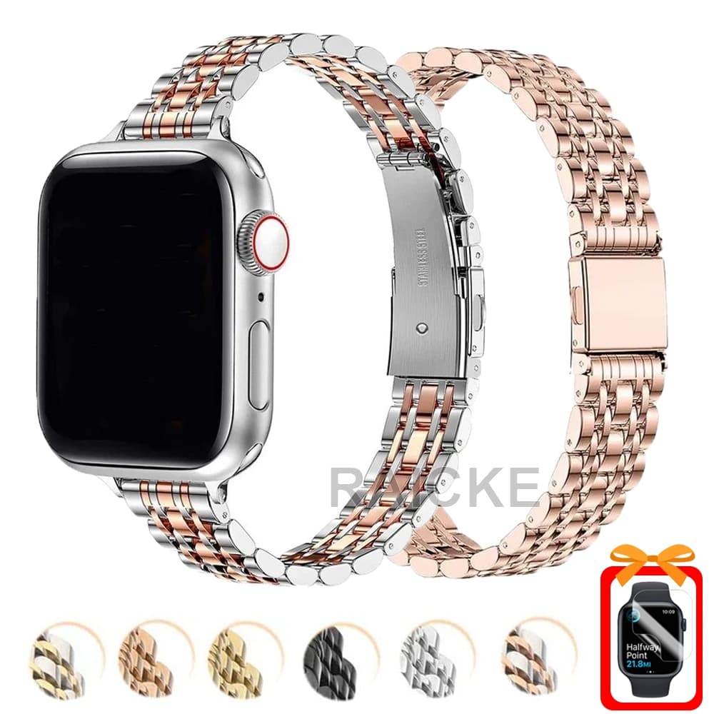 Pulseira De Aço Inoxidável De Metal Fino Para Iwatch Série 11/10/9/8/7/6/5/4/3/2/1/SE/Ultra 2 49mm 46mm 45mm 44mm 42mm 4
