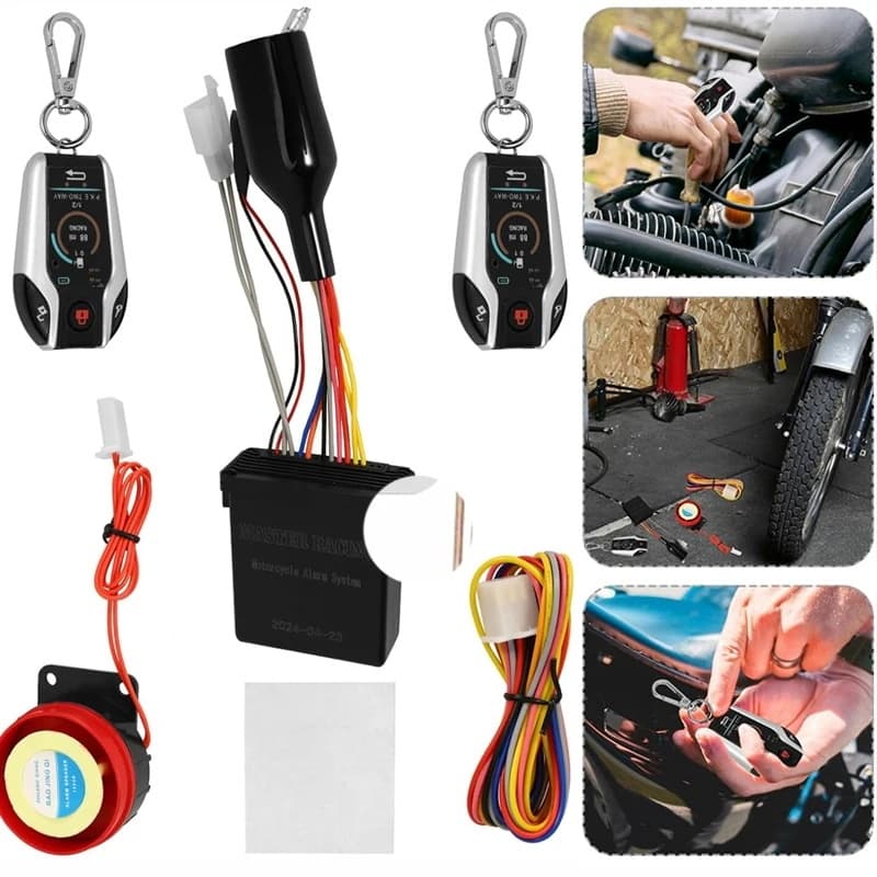 1 Grupo de dois do sistema de alarmes de dois caminhos Motocicleta Pedal Car Remote Control 5M Motor Startup