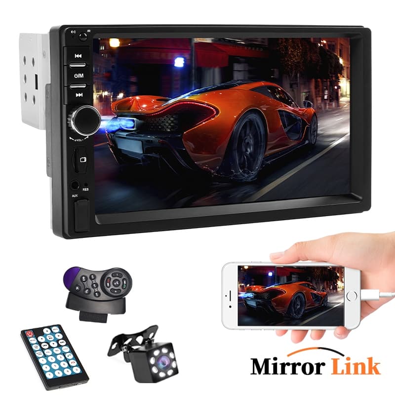 Rádio De Carro 12V Bluetooth 1 Din MP5 Player 7 Polegadas Tela Touch Mirro Link USB TF AUX