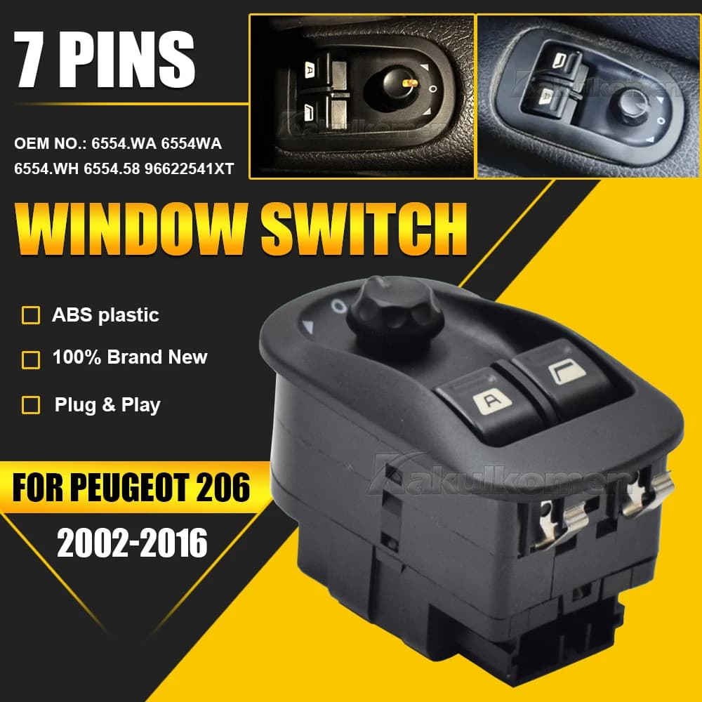 Peças de reposição Oe 6554.Interruptor de janela principal elétrica preta Wa 6554WA adequado para Peugeot 206 206 CC 206SW 306 206 carro 2007-2016