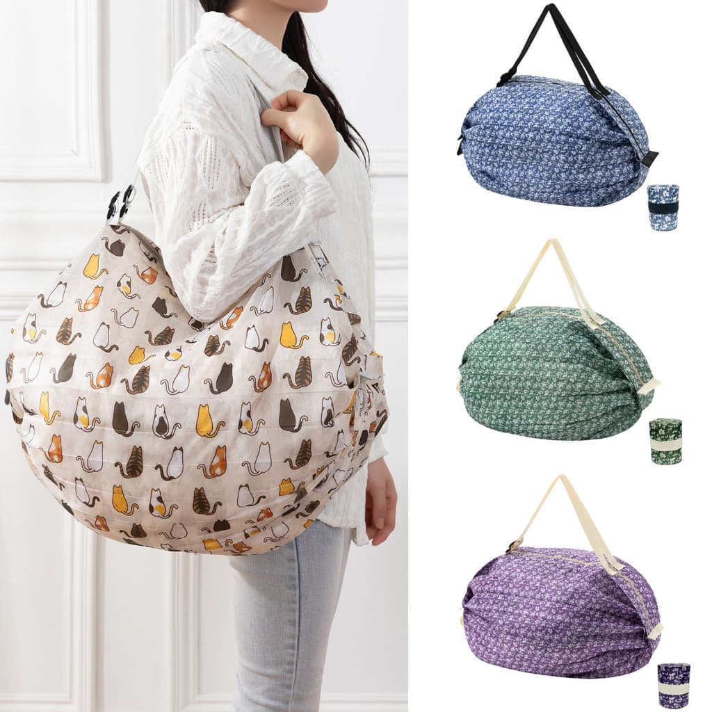 Saco De Compras Dobrável Ombro Único Portátil Eco Sacola Viagem Grande Armazenamento Diversos