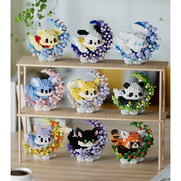 Vários Animais De Estimação Flor E Lua Série Bloco De Construção Brinquedos Presentes