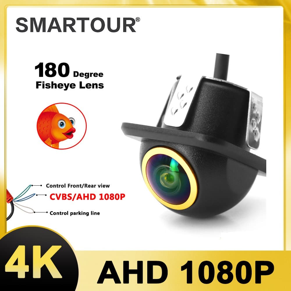 Smartour 180 Graus 1080P Câmera AHD Para Carro Com Visão Traseira Veículo Noturna HD Golden