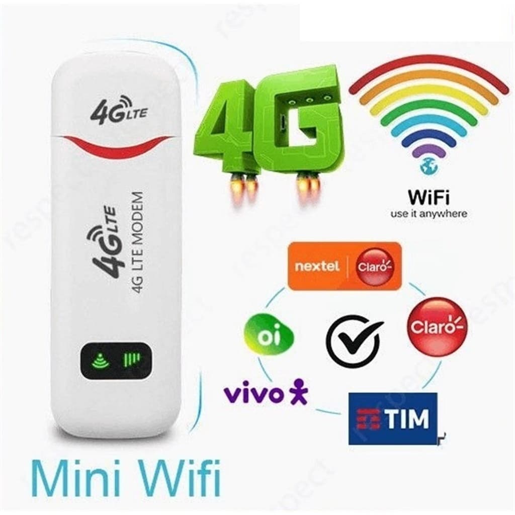 Roteador Sem Fio 4G LTE Dongle USB - Modem de 150 Mbps com Slot para Cartão SIM, Adaptador WiFi 4G, Portátil e Fácil de