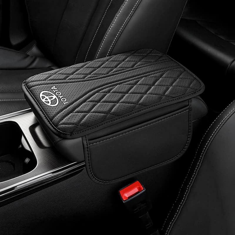 Adequado Para Toyota Camry Corolla Vios Hilux Innova Avanza Couro PU Caixa De Apoio De Braço De Carro Almofada De Com Bolso De Armazenamento Acessórios De Decoração De Interiores