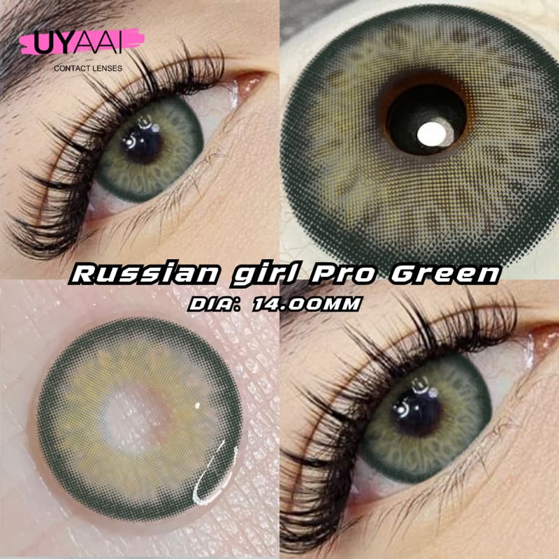 UYAAI 2 Peças Lente De Contato Verde Russo Pro Menina Azul Macia 14.2-14.5mm Anual Alunos Macios De Alta Qualidade