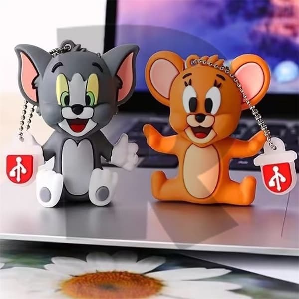 Silicone Dos Desenhos Animados Tom E Jerry U Disco 1GB 2GB 4GB 8GB 16GB 32GB 64GB 128GB 2TB Personalizado USB 2.0 Unidade Flash De Alta Velocidade