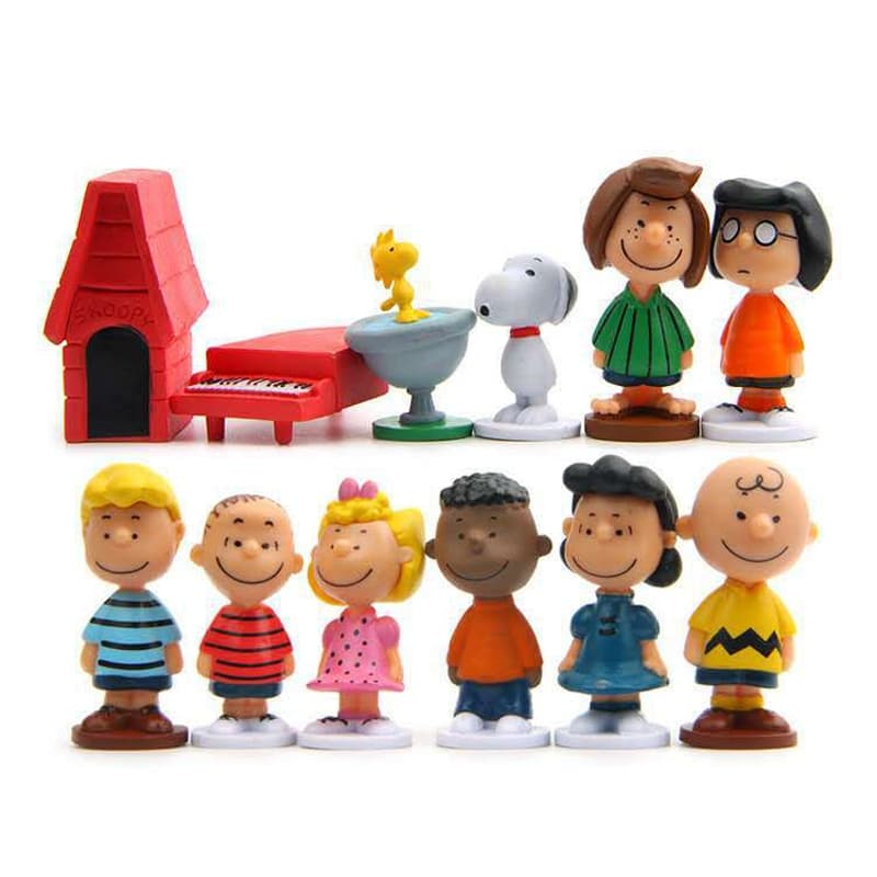 12 Pçs/Set 5cm Anime Peanuts Charlie Brown Snoopy Dog Sally Woodstock Lucy VanPelt Q Versão PVC Figuras De Ação Modelo Boneca Brinquedos