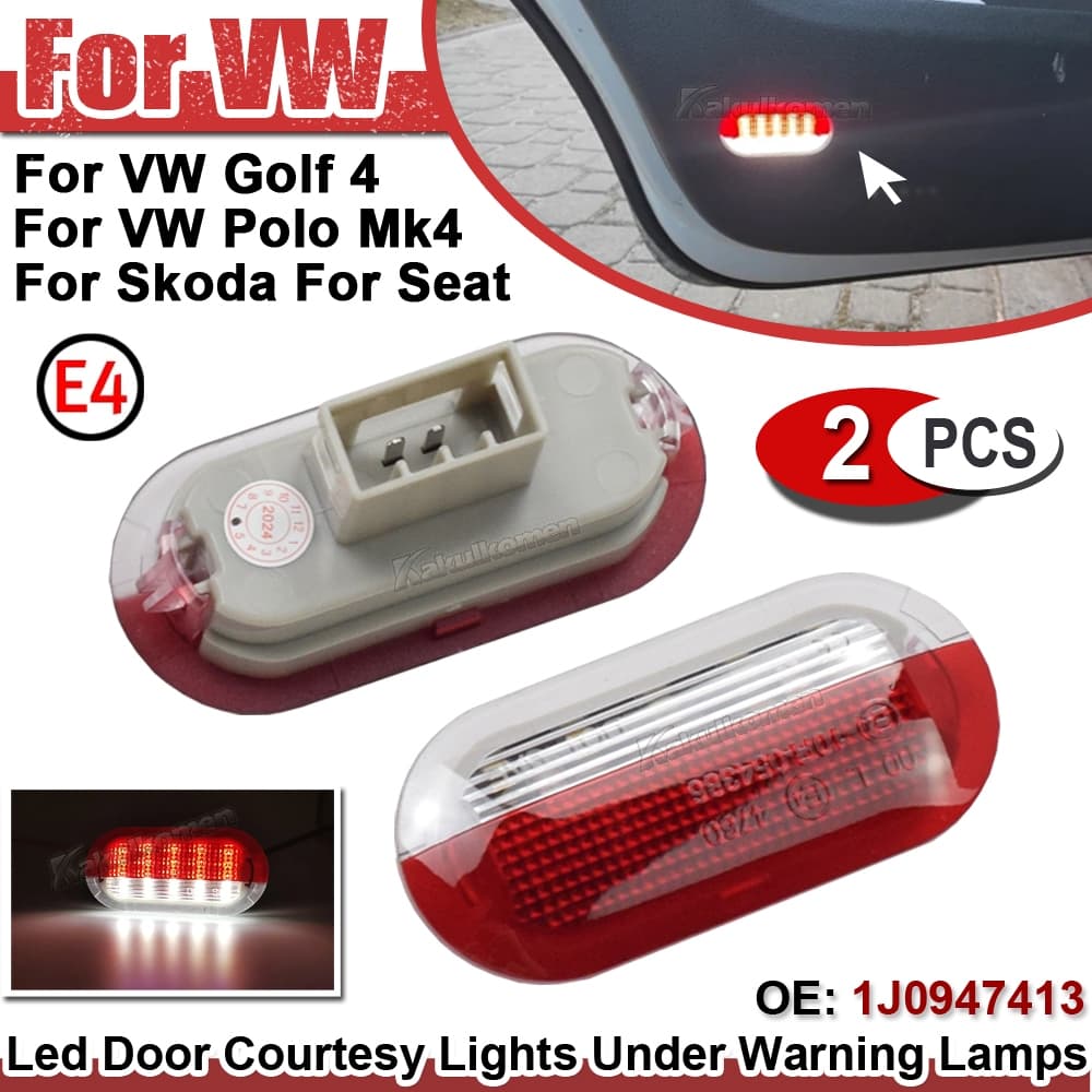 2 pçs LED porta presente convidado luz de advertência adequada para Volkswagen Golf 4 Polo Mk4 Bora 6R 1J0 949 105a 1j0949105Um 1j 1j0947413 1j0 947 413