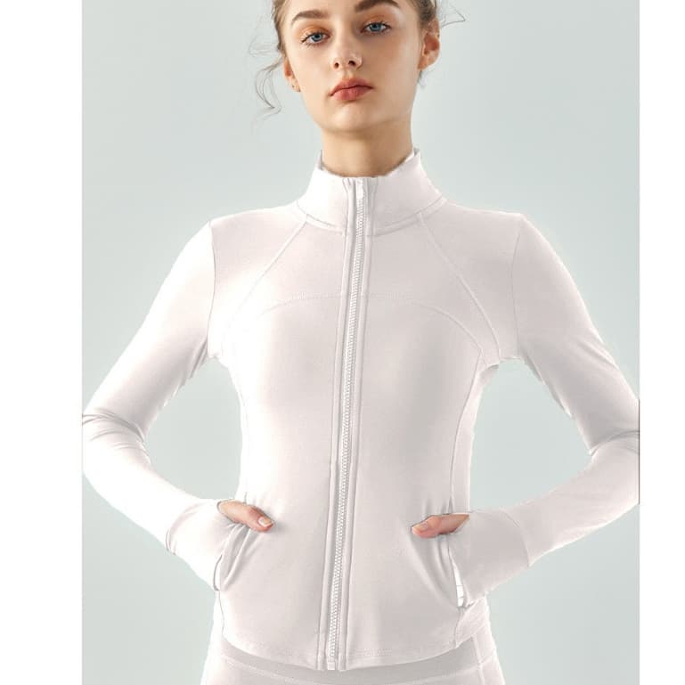 Novo Terno De Yoga Nu De Secagem Rápida De Gola Alta Manga Comprida Emagrecimento E Modelagem Antiderrapante Zíper Jaqueta Esportiva De Fitness Para Mulher