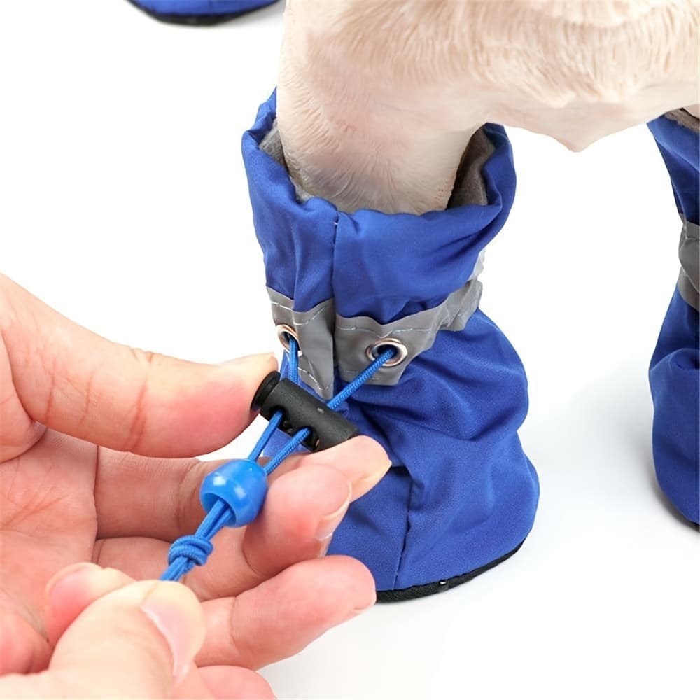4PCS de Botas À Prova d'Água para Cães Pequenos – Anti-Derrapante, Leve e Fácil de Calçar, Proteção para Patas em Chu