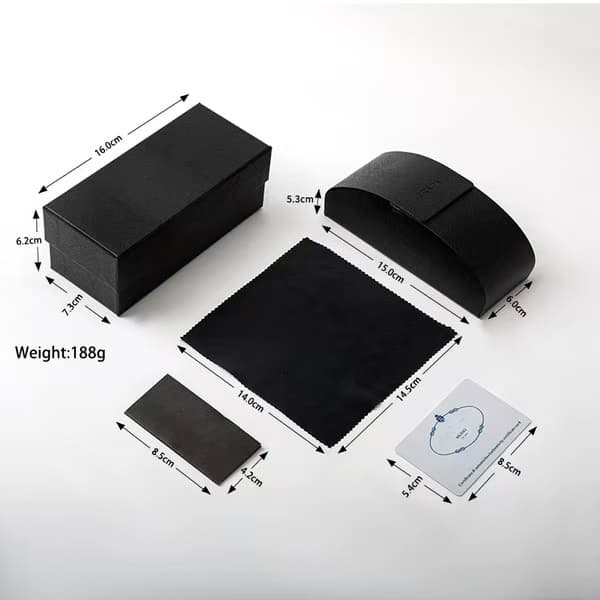 Conjunto De Estojo De Óculos De Alta Qualidade Sol Preto Elegante