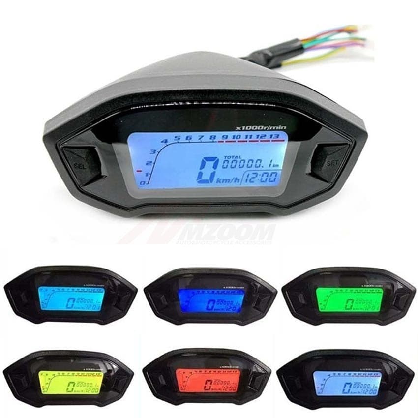 Medidor Digital Motocicleta Display LCD 10000RPM Velocímetro Da Cor Universal Odômetro Tacômetro Ajustável