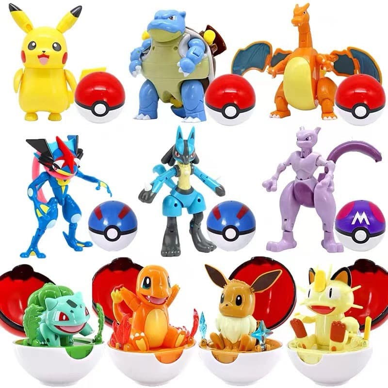 18 Estilos 8.5 Cm-13 Pokémon Anime Figura Pikachu Squirtle Gengar Greninja Mew Arceus Bulbasau Charmander Desenhos Animados Bolso Monstro Shapeshifting Ação Pvc Modelo Brinquedos