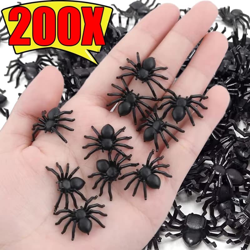 50/100/200 Unidades Mini Aranha De Halloween-Brinquedos De Brincadeira De Insetos Realistas Para Crianças-Decoração De Casa Festa Em Assombrada DIY-Brinquedo Complicado De Simulação-Aranhas Pretas De Plástico PE De Terror