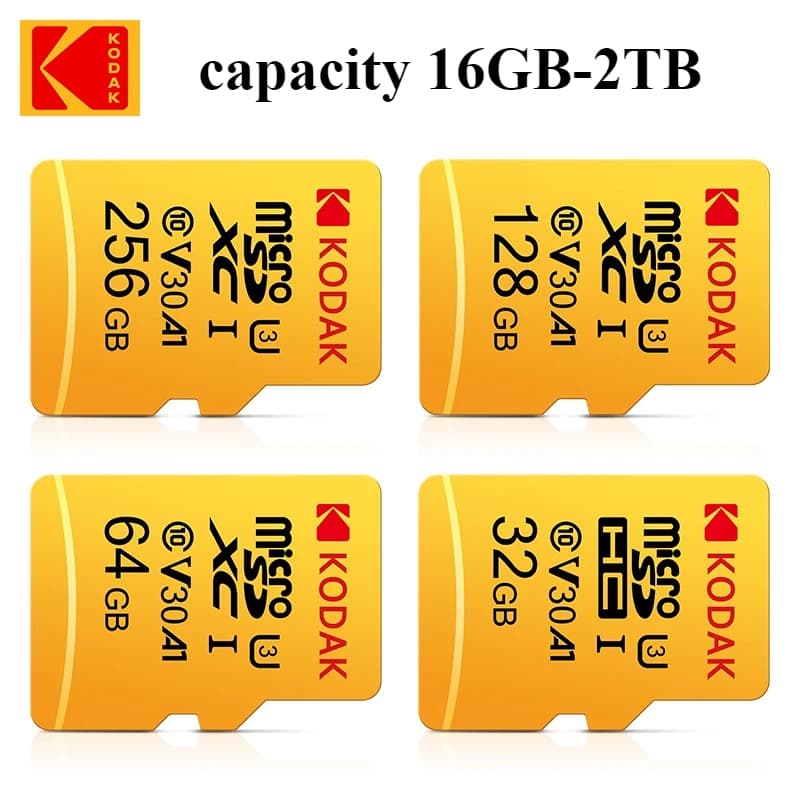 Novo Cartão De Memória KODAK 16GB 64GB 128GB 256GB 512GB 1TB 2TB U3 4K Micro SD 256GB Microsd UHS-I C10 V30 TF Trans Flash
