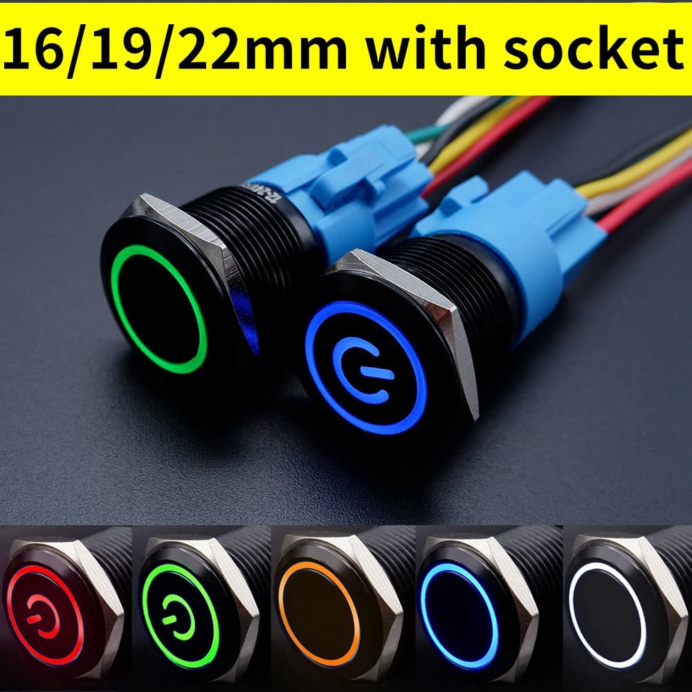 16mm 19mm 22mm Metal Push Button Switch PC Power Supply Switches Botão Do Motor Do Carro Start Stop