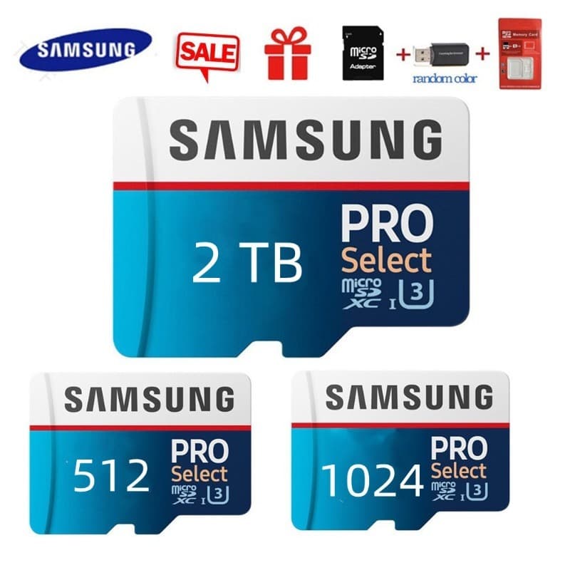 Cartão De Memória Micro SD Samsung 2 Tb/1024 Gb/512 Class10 Mini