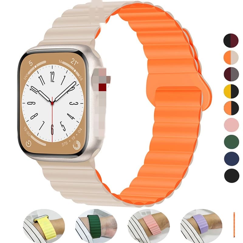 Pulseira De Relógio Magnética Para Apple 49mm 45mm 44mm 40mm 41mm 42mm De Silicone Série iWatch Ultra 8 7 6 SE
