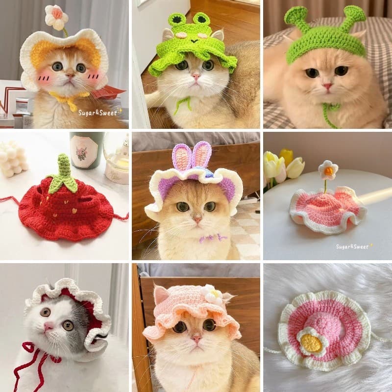 Chapéu De Cachorro Fofo De Tricotar Engraçado Vestido De Gato