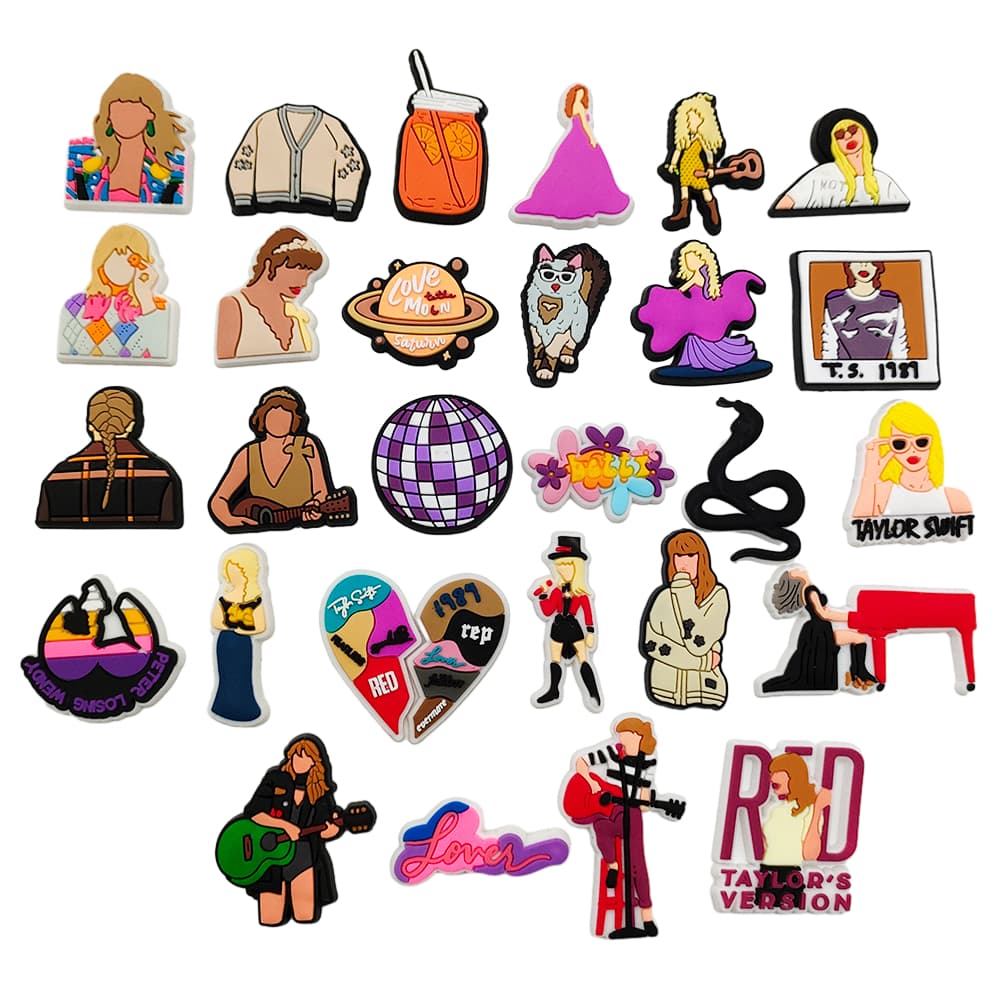 29 Estilos Cantor Taylor Swift Sapatos Decoração Encantos Sandálias Pingente Botão Original Sapato Tamanco Pinos Present
