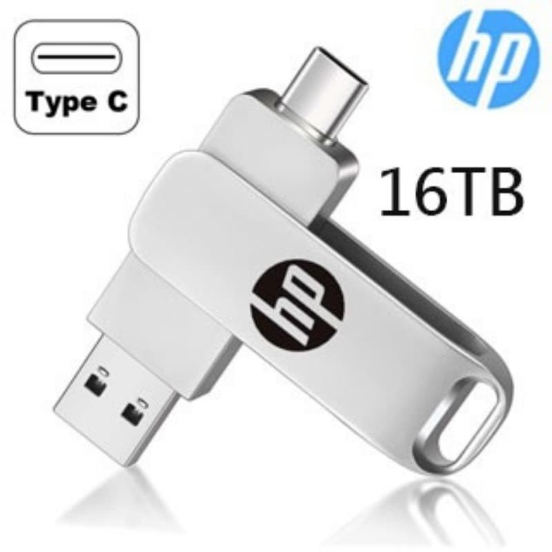 Pen Drive HP USB 3.0 2 Em 1 Dual Type C Flash 1 Tb 2 4 8 16 Mental De Alta Velocidade U Disco De Memória Portátil